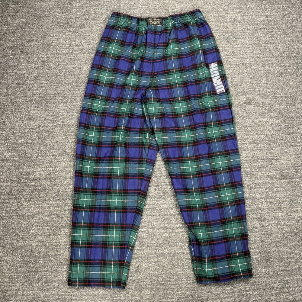 The Vermont Flannel Co Pants Mens Medium Blue Green Plaid Lounge Sleep Pajama